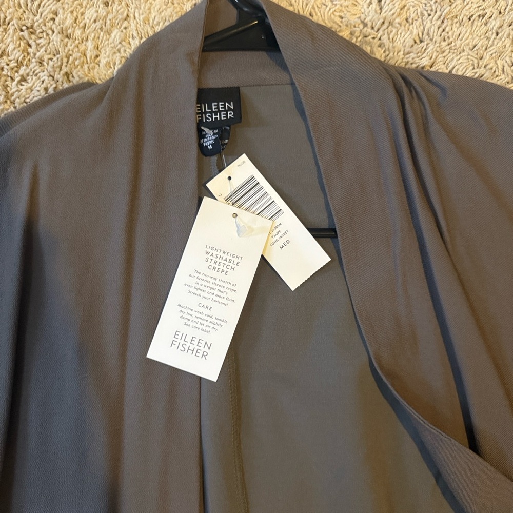 Eileen Fisher Taupe Open Front Jacket size med
